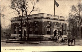 VINTAGE Postcard  1908 -U.S.A. Post Office in Sterling, Illinois-BK32 - $3.96