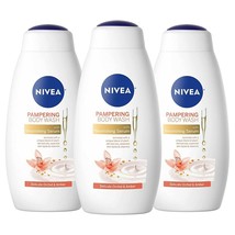 3 PACK NIVEA DELICATE ORCHID AND AMBER BODY WASH WITH NOURISHING SERUM - $40.59