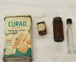 Curad Band-Aid Band Aid Tin Can Box Vintage 3 Medicine Bottles - $21.55