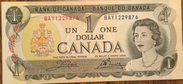 1973 BANK OF CANADA 1$ NOTE - £5.76 GBP
