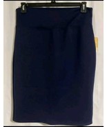Womens 2X Pencil Skirt Navy Blue Hybrid &amp; Co Nylon Stretch fits like LG ... - $22.68 CAD