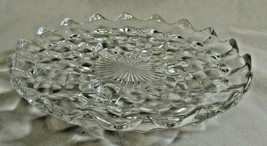 Vintage Fostoria Glass American Cube 7.75&quot; Clear Footed Serving Tray Dish Plate - £18.37 GBP