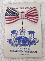 American Flag Silky Ribbon Pin on Disabled Veterans Card 1 3/4 x 1 inch - $173.17 MXN