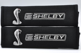 2 pieces (1 PAIR) Ford Shelby Embroidery Seat Belt Cover Pads (White on Black) - $16.99