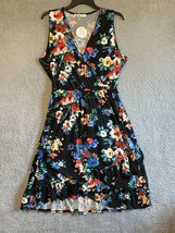 NWT Mai Soli Womans Sleeveless Black Dress Size XL Multicolor Floral USA Made - £12.91 GBP