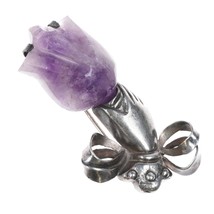 William Spratling sterling tulip hand pin with amethyst - £224.27 GBP
