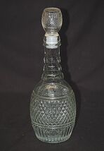 Clear Glass Wine Bar Decanter w Diamond &amp; Ribbed Pattern Barware Vintage - $29.69