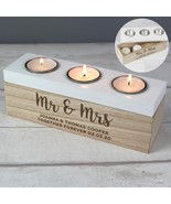 Personalised Married Couple Mr &amp; Mrs Triple Tea Light Box , New Home Gif... - £12.81 GBP