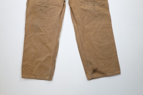 Vtg Carhartt Mens 42x32 Distressed Relaxed Fit Canvas Wide Leg Dungaree Pants Item image 4