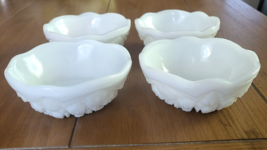 Vintage McKee 4-1/2” Toltec White Cut Opaque Milk Glass Bowls Set/4 - $26.72
