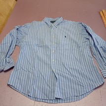 Ralph Lauren Shirt Men 17 1/2 35 Blue Stripe Casual Classic Fit Button Up - $18.47