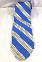 Brooks Brothers 346 Pure Silk Tie Blue &amp; Yellow Striped Made In USA - $9.49