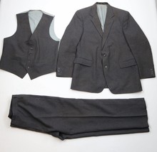 Vintage 70s Streetwear Mens 44R Distressed 3 Piece Knit Striped Suit Wed... - $118.75