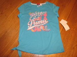 Puma girls active t shirt PGM27180 S Blue Atoll &quot;Win Like A Puma Girl&quot; N... - £5.27 GBP