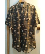 VTG WOOLRICH FISH All Over Print L Shirt Made In USA Fishing Brown - $263.19 MXN