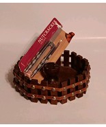 Vintage Wooden Studded Slat Octagon Shape Nut Bowl with Nut Cracker Pick... - $11.73