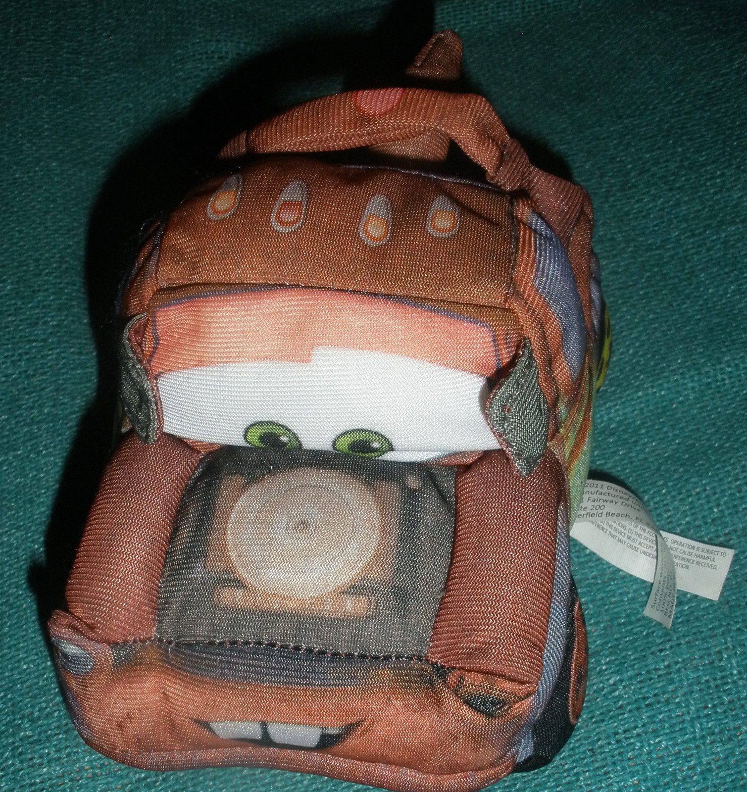 Disney Pixar Tow Mater Cloth Plush Toy 2011 Talking 4x6x4” dead battery