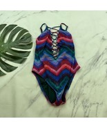 La Blanca Womens Strappy One Piece Swimsuit Size 6 Blue Pink Watercolor ... - $26.72