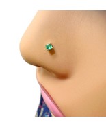 18ct Yellow Gold &amp; Green Emerald Nose Stud / Nose Pin 0.05 Carats 4-Claw - $1,619.25 MXN