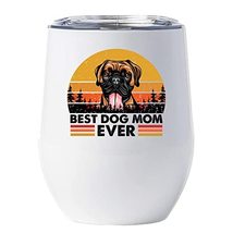Best Boxer Smile Dog Mom Ever Wine Glass Tumbler 12oz With Lid Gift For Pet Paw  - £17.97 GBP