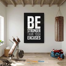 Gym Wall Art Be Stronger Than Your Excuses Workout Room Fitness Home Decor -P939 - £19.70 GBP+