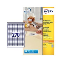 Avery L4730REV-25 Removable Labels (A4 Sheet of 17.8 x 10 mm Labels, 270 Labels  - £24.68 GBP