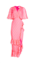 NWT SALONI Rose in Watermelon Pink Jacquard Polka Dot Silk Blend Ruffle Dress 0 - £88.40 GBP