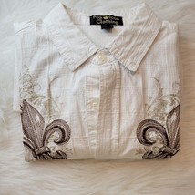 Pop icon Shirt Men Medium Long Sleeve Button Down White Design - £19.20 GBP