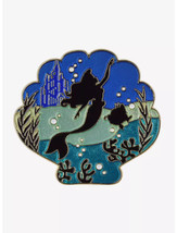 Disney Little Mermaid Ariel and Flounder Silhouette Glitter Enamel pin - $13.86