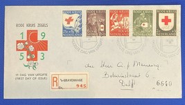 ZAYIX 1953 Netherlands B254-258 / Mi 615-619 / NVPH E14 FDC Red Cross registered - £19.98 GBP