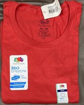 Fruit Of The Loom Size 4XL Men&#39;s T Shirt 360 Breathe Short Sleeve Crew Red Nwt - £9.63 GBP