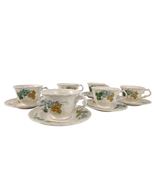 Set of 6 Vintage Metlox Vernonware VINEYARD Cups &amp; Saucers Grapes Leaves... - £29.08 GBP