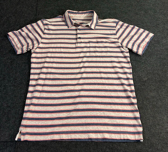 Patagonia Men&#39;s Size Medium Short Sleeve Gray Blue Stripe Polo Shirt - £15.59 GBP