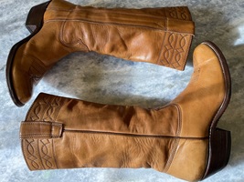 Vintage 1977 Stewart Boot Co. Fine Hand made brown tall Cowboy boots size 9 D image 4