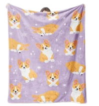 Corgi Dogs Puppies Purple Flannel Blanket Plush Cozy Soft Throw Animals Kids - £23.19 GBP
