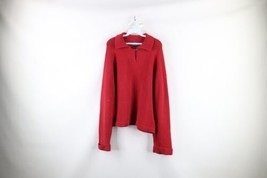 Vintage 90s Woolrich Womens XL Faded Cotton Knit Collared Pullover Sweater Red - £27.65 GBP