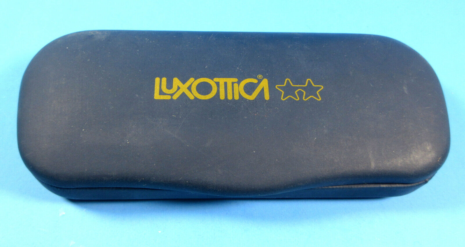 Luxottica Hard Clamshell Eyeglasses Case Blue Velvet Interior - $9.85