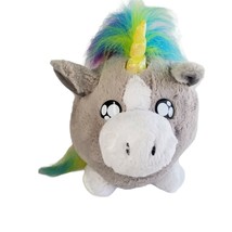 Round UNICORN Plush Stuffed Animal Toy Ball Shaped Body Rainbow Hair Ideal Toys - £15.93 GBP