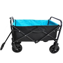 Folding Wagon Garden Shopping Beach Cart (Black+Green) - $73.08