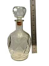 Decanter Liquor Clear Glass Teardrop Thumbprint Design 9 1/4 Inch Tall Vintage - $23.24