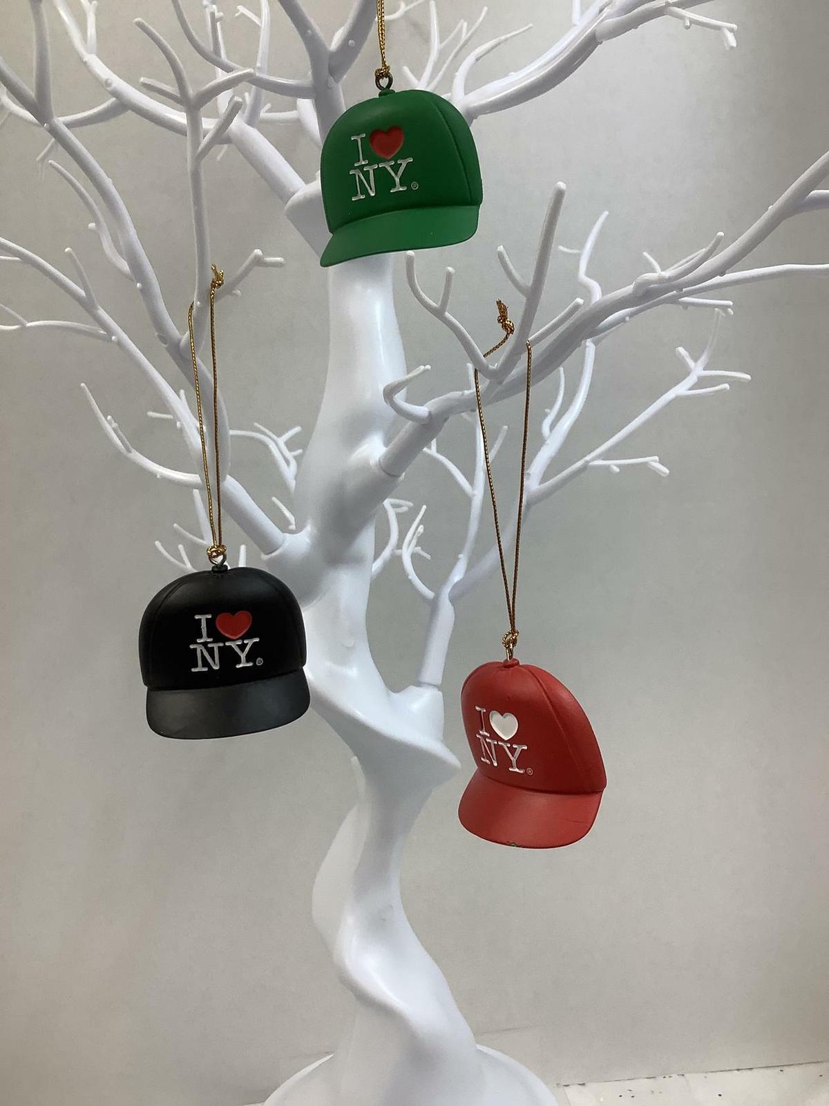 I Love NY Baseball Caps Magnetic Christmas Ornaments~ Set of 3~Black, Green, Red Item image 5