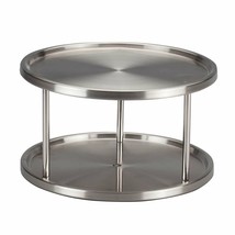 Stainless Steel Two-Tier Lazy Susan 10.5-inch Kitchen Pantry Storage Turntable - £24.15 GBP