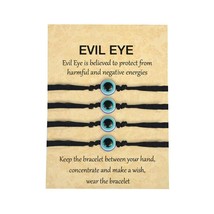 Adjustable Evil Eye Nazariya Bracelets Band Unisex Protection for negativity 4pc - £19.38 GBP