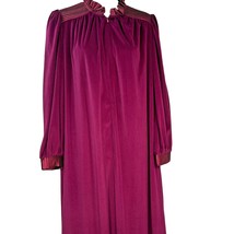 Gilligan OMalley Nightgown Robe House Dress Sz S Burgundy Velour Vintage 1970s - £16.48 GBP