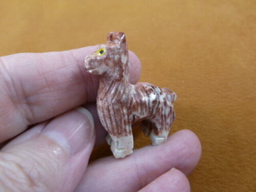 Y-LLA-ST-20) baby red LLAMA carving SOAPSTONE stone PERU FIGURINE I love... - $8.59