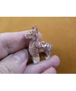 Y-LLA-ST-20) baby red LLAMA carving SOAPSTONE stone PERU FIGURINE I love... - $8.59