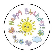 30 Happy Birthday Sunshine Envelope Seals Labels Stickers 1.5&quot; Round Flowers - £5.88 GBP