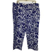 Chicos 3 Crop Pants Bi Color Artsy Floral Side Zip Split Hem Stretch Women XL - £13.34 GBP