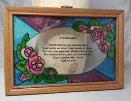 Grandmother Stained Glass Wooden Framed Poem Thank God For You Floral - £6.90 GBP