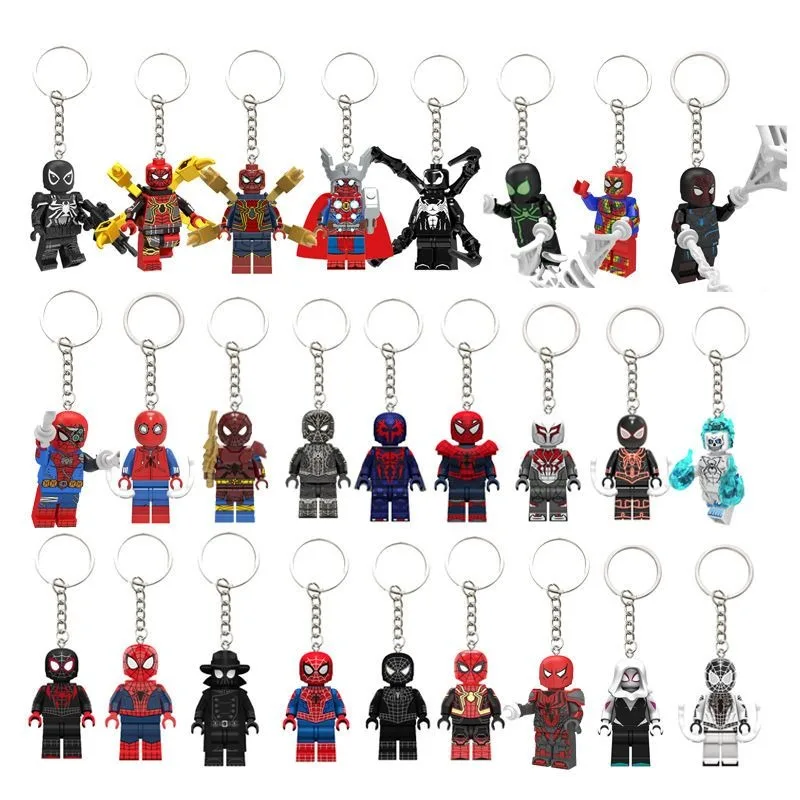 Marvel Spider-Man Venom Animation Cartoon Keychain Minifigure Building Block Toy - £10.31 GBP